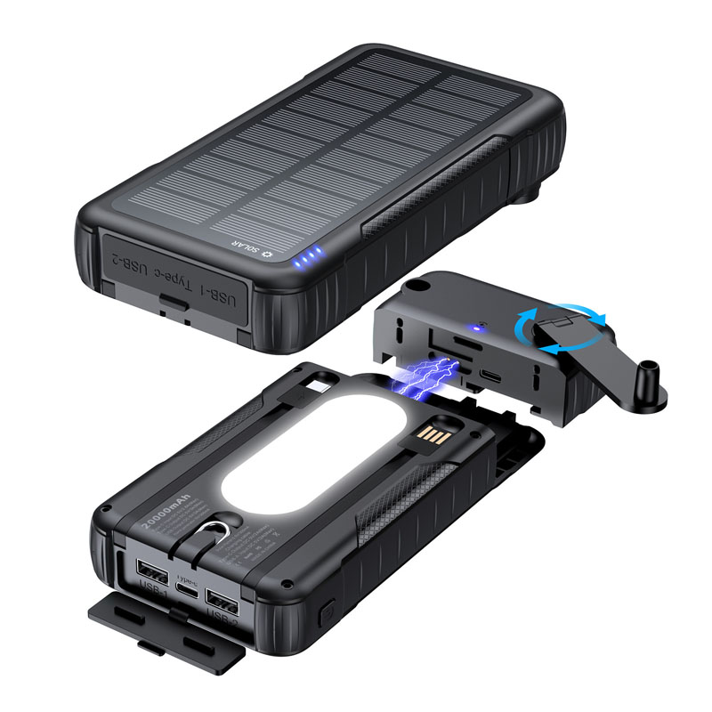 Usb Charger Dynamo - Hand Crank Solar Power Bank Outdoor