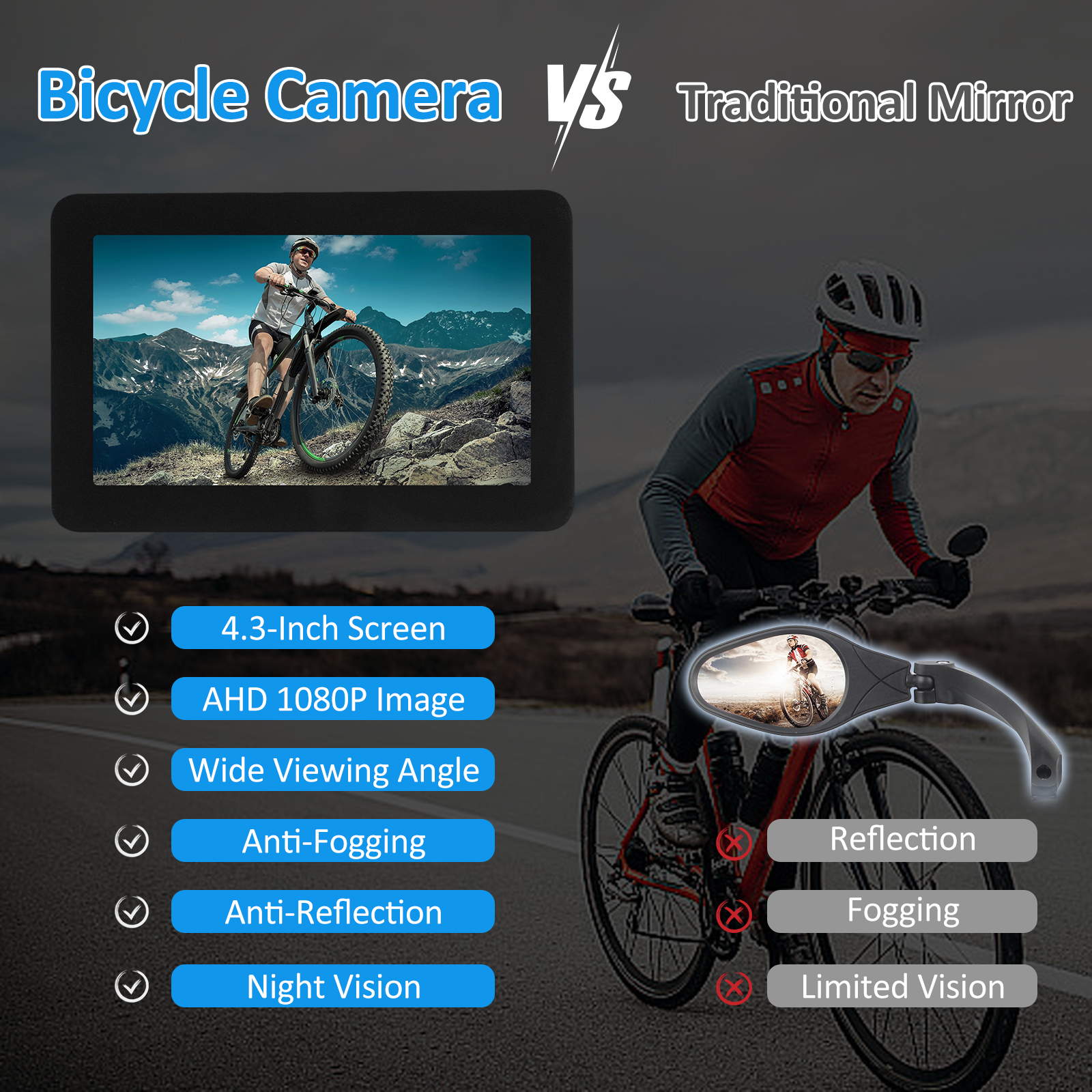 Handlebar Bike Mirror, 1080P R - Cycling Zones ulasan dan harga