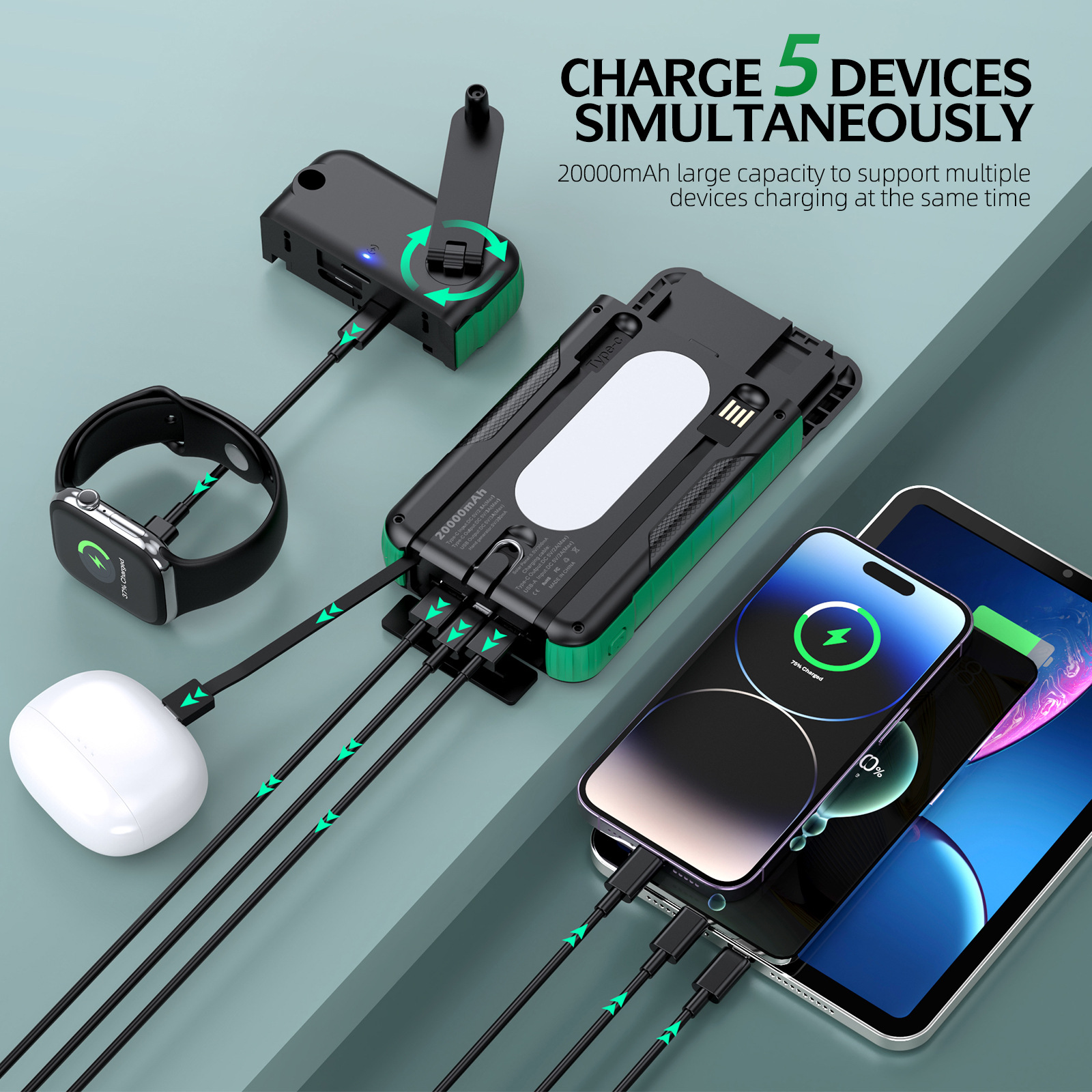 Hand Crank Solar Power Bank Ou - Usb Charger Dynamo ulasan dan harga