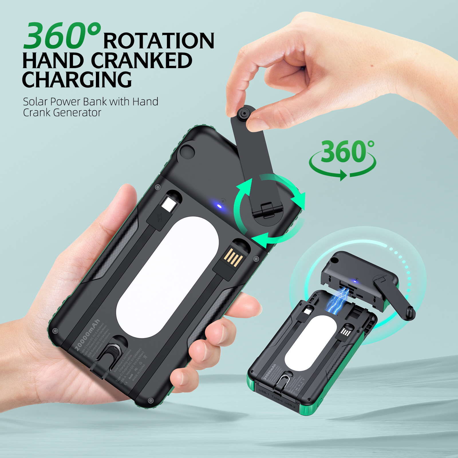 Hand Crank Solar Power Bank Ou - Usb Charger Dynamo ulasan dan harga