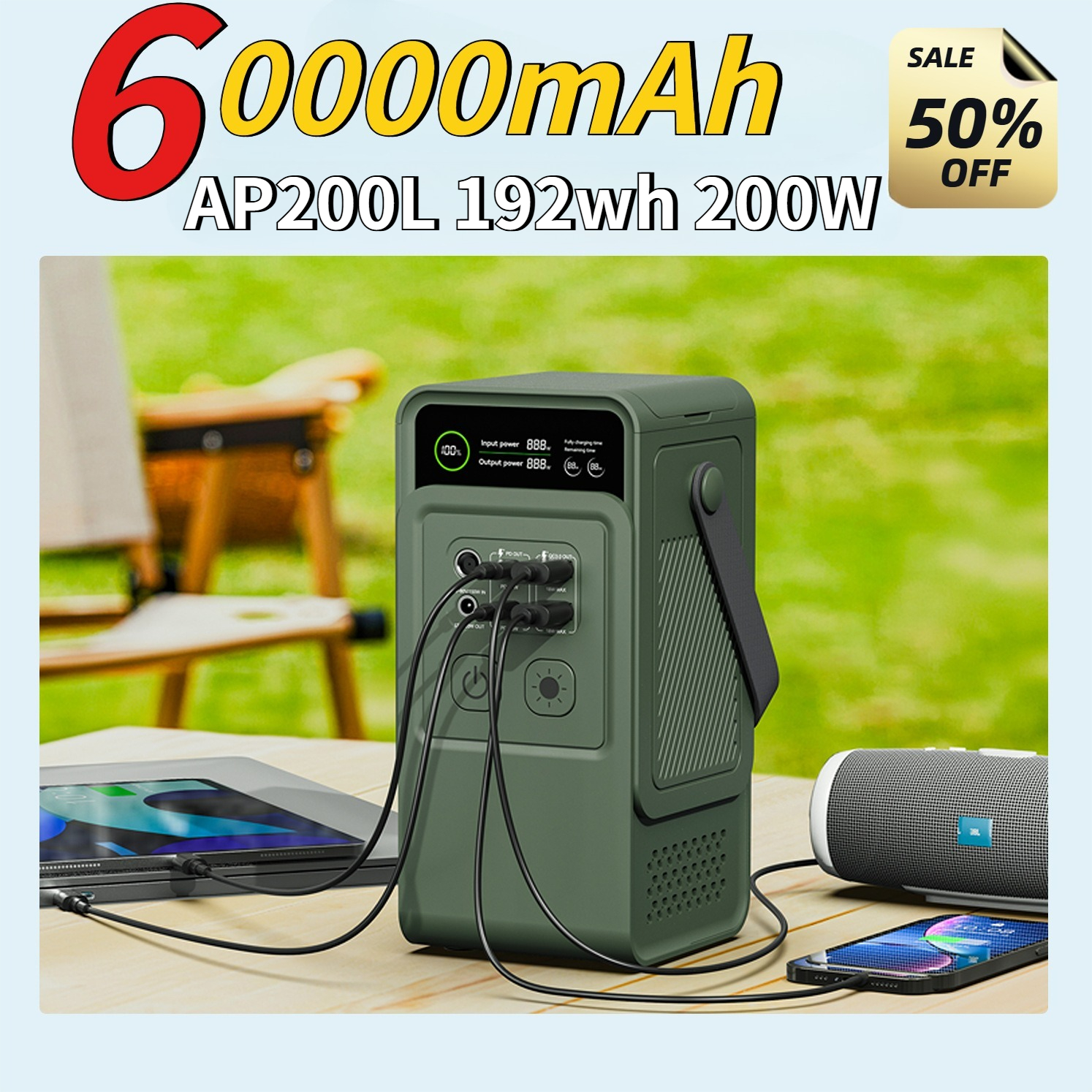 60000mAh 200W 192Wh Camping Po - Usb Charger Dynamo ulasan dan harga