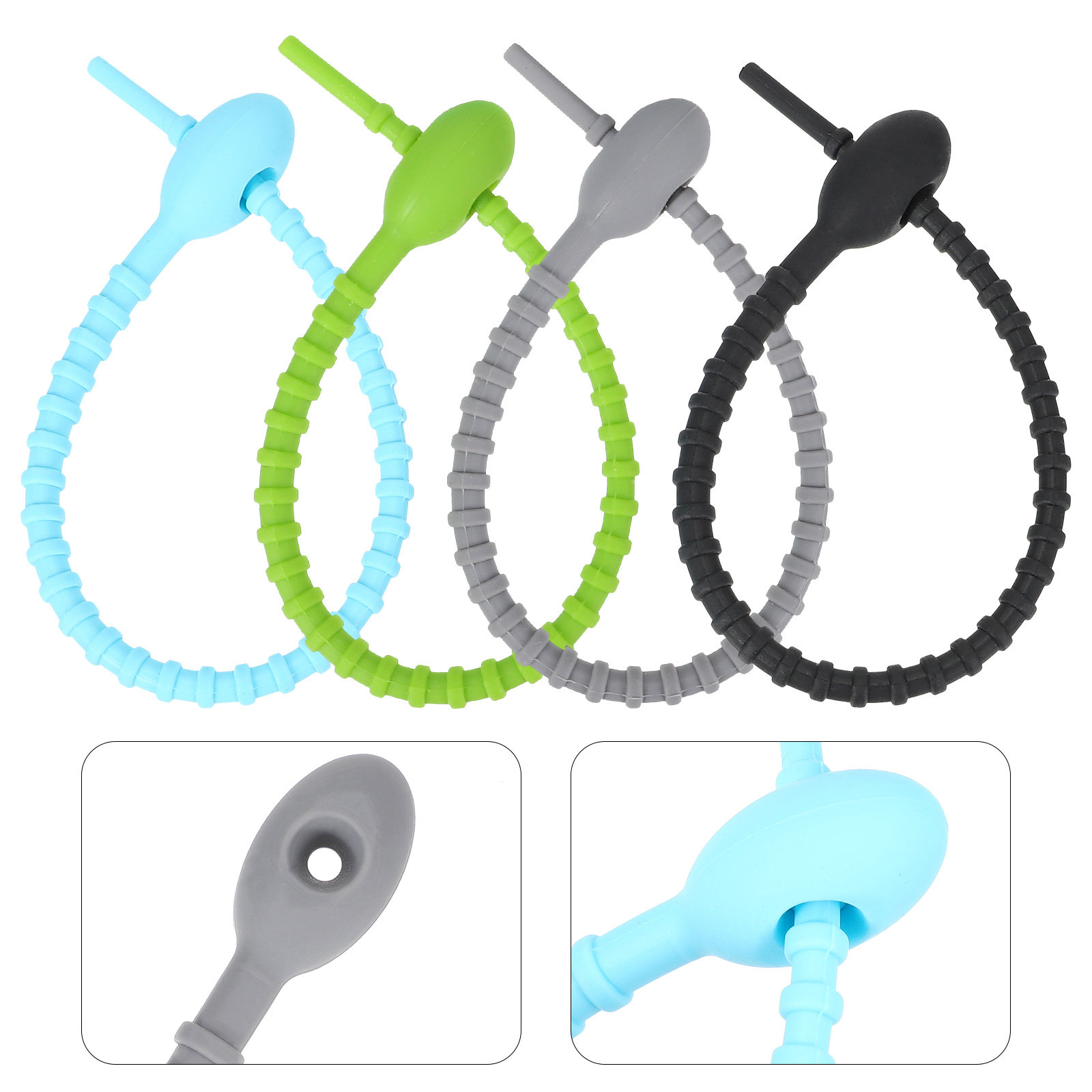 8Pcs Food Grade Silicone Food  - Cable Lock Flexible ulasan dan harga