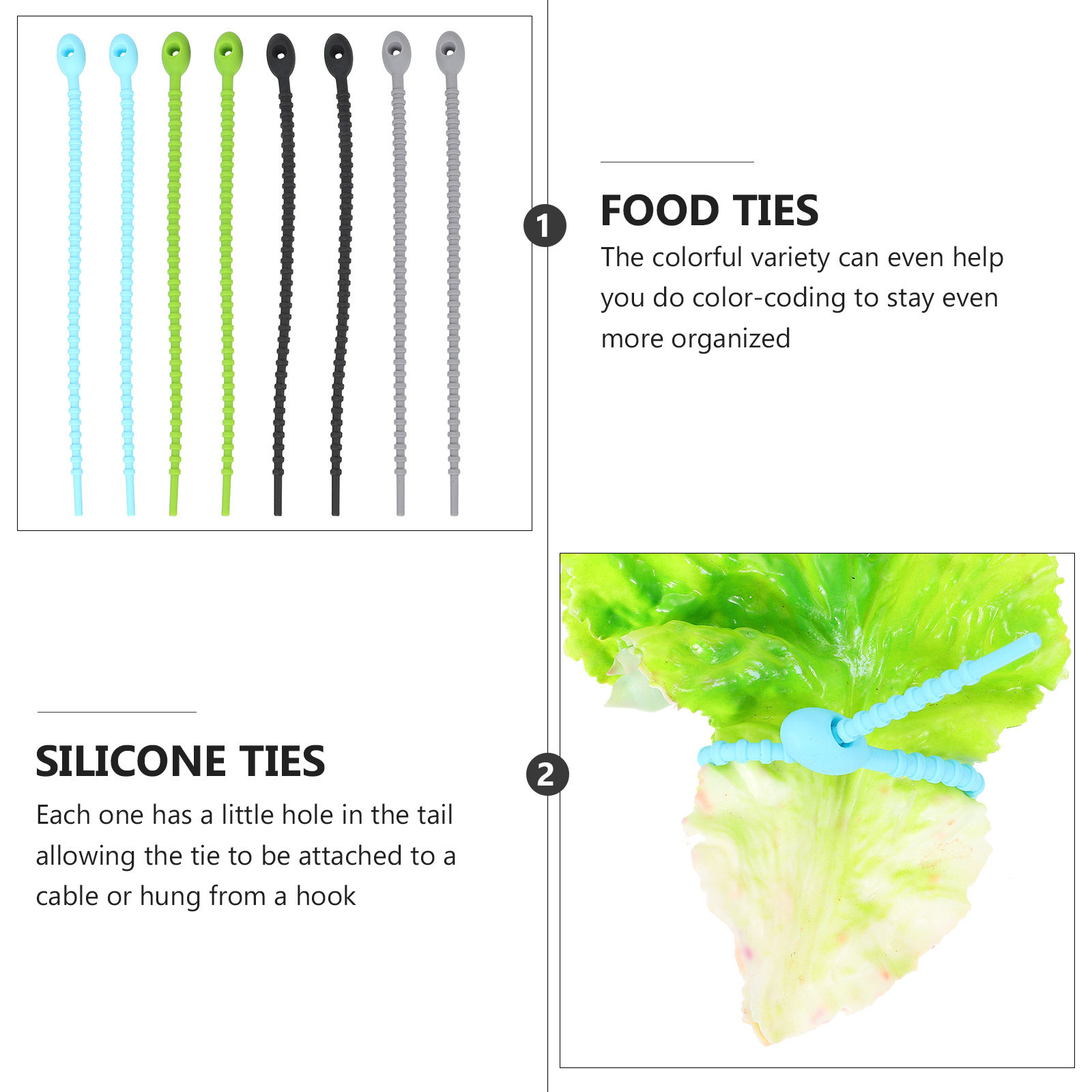 8Pcs Food Grade Silicone Food  - Cable Lock Flexible ulasan dan harga