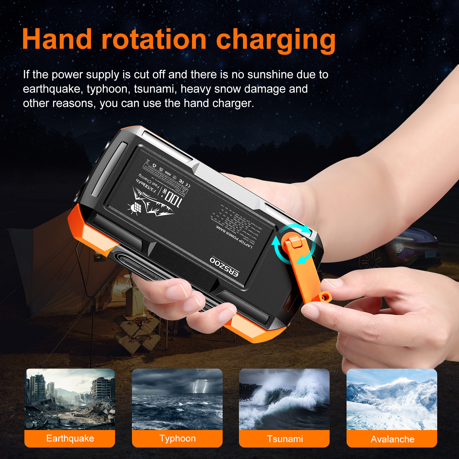 Solar Power Bank 73200mAh Hand - Usb Charger Dynamo ulasan dan harga