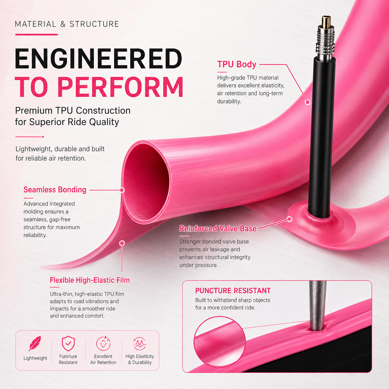 PINMOAP 1/2/5PCS Pink Road Bik - Inner Tube 700C ulasan dan harga