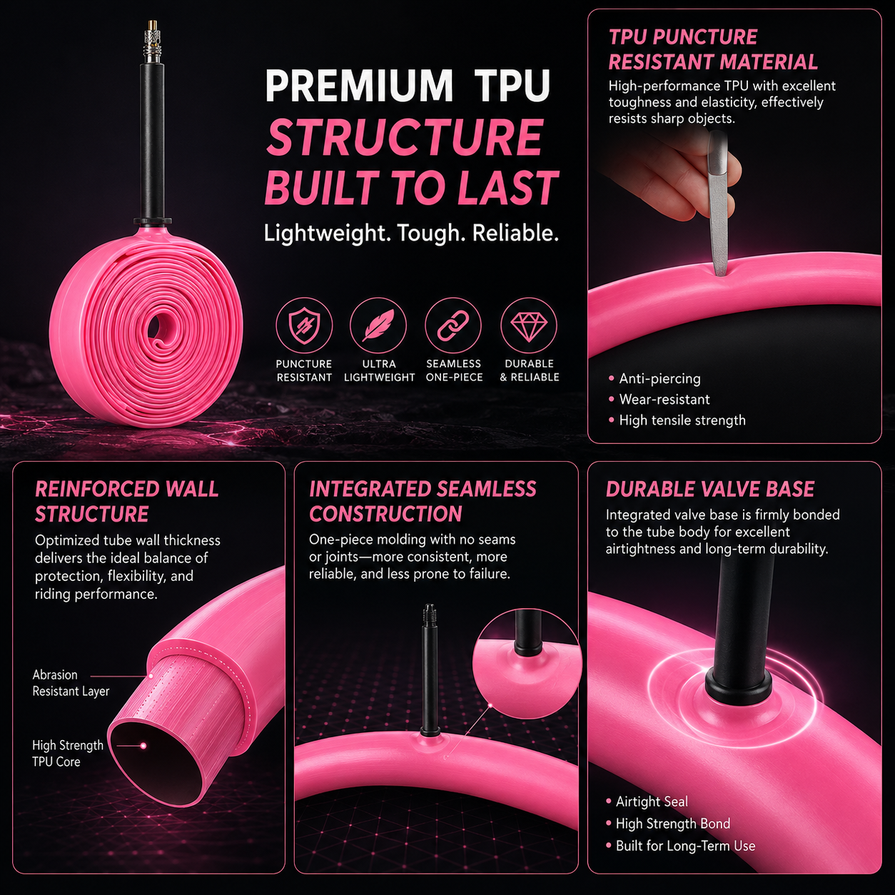 PINMOAP 1/2/5PCS Pink Road Bik - Inner Tube 700C ulasan dan harga